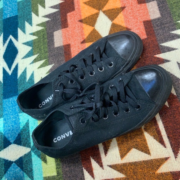 Converse Black Canvas Sneakers Low-Top Classic - Picture 3 of 4